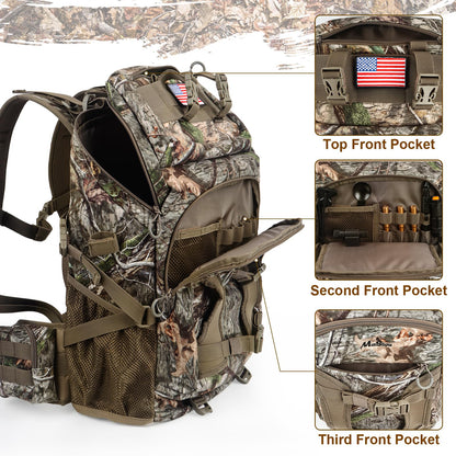 MoiShow Hunting Backpack, Outdoor Hunting Pack with Rifle Holder, Hunting Backpacks for Men, Hunting Bag with Waterproof Rain Cover