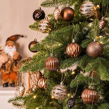 JORNOY Brown Christmas Tree Ornaments - 2.36inch/60mm Shatterproof Ornaments for Christmas Tree Set, Plastic Decorative Hanging Balls Ornaments for Xmas Tree Decorations, 40ct (Brown)