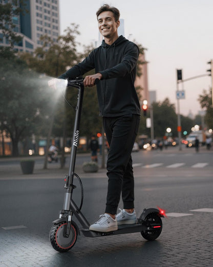 Electric Scooter for Adults - 19MPH, 21-Mile, Dual Suspension, 8.5" Solid Tires, 350W Motor, UL2272 Certified Foldable Commuting E-Scooter with App Control