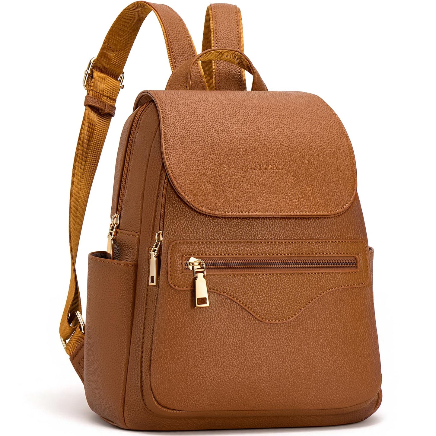 SYTRAH Mini Backpack Purse for Women, Causal Small Backpack with Built-in RFID Wallet & 11" Tablet Sleeve, Stylish Travel Daypack for Daily Brown