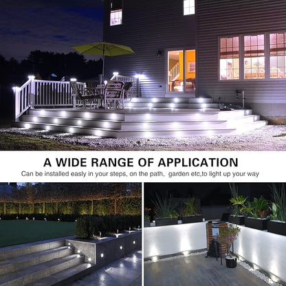 Deck Lights Outdoor Waterproof Low Voltage Lighting Kit Stainless Steel 1W Outdoor Yard Garden Decoration Lamps Landscape Pathway Patio Step Stairs Black Border(30pcs,Cool White)