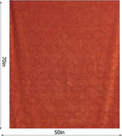 Jacquard Boho Fleece Throw Blanket-Cozy Fluffy Soft Lightweight Fuzzy Fall Blanket for Sofa, Couch, Bed, Chair & Car, Gifts for Teen Girls, Women & Men, Home and Dorm Decor, Rust Red, 50" x 70"