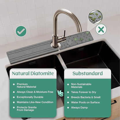 Stone Faucet Mat for Kitchen Sink Splash Guard 23.6" x 3.9"