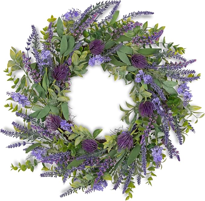 Lavender Wreath for Front Door Spring Summer Wreaths for Front Door, 22 Inch Doors Wreaths for Front Doors Outside All Season, Summer Wreath for Home Wall Window Party Wedding Decor Indoor Outdoor