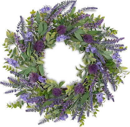 Lavender Wreath for Front Door Spring Summer Wreaths for Front Door, 22 Inch Doors Wreaths for Front Doors Outside All Season, Summer Wreath for Home Wall Window Party Wedding Decor Indoor Outdoor