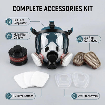 Gas Masks Survival Nuclear and Chemical - Full Face Respirator Gas Mask for Chemical, Spray Paint, Epoxy Resin, Welding, Sanding