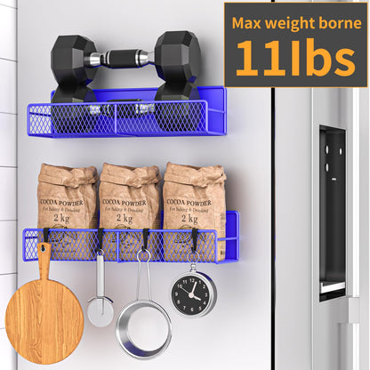 Magnetic Spice Rack for Refrigerator, 6 Pack 100% Metal Strong Magnet Shelf, Space Saving Spice Organizer, Home Kitchen Laundry Room Storage Organization W/ Paper Towel Holder, Utensils Racks (Grey)