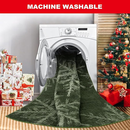 Lahome Snowflake Christmas Area Rug, 2x4 Washable Christmas Kitchen Rugs for Entryway Soft Doormat Indoor, Small Green Rug Non-Slip Holiday Decor Entryway Rugs for Bathroom Bedroom(2x4ft,Green)