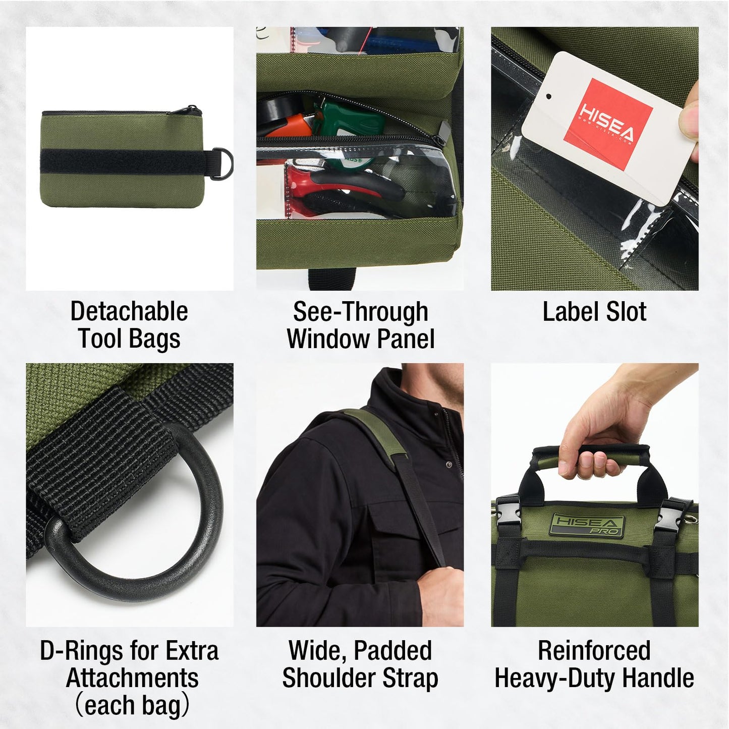 HISEA Roll Up Tool Bag, Heavy Duty Tool Storage Large-Capacity, 27"*14" Portable Tools Organizer with Utility Detachable Pouches, Waterproof Tool Roll Bag for Mechanic, Electrician, Gifts