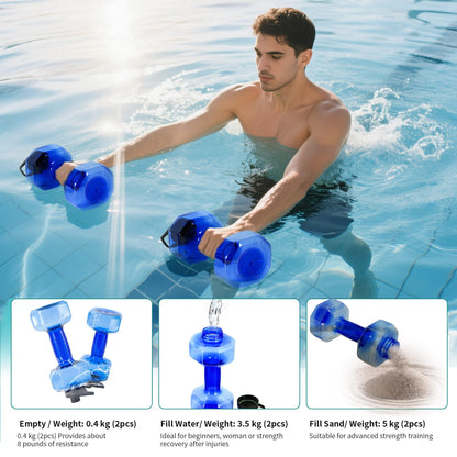 YOTAN Water Dumbbells Set, 2 PCS Water Weights for Pool Exercise, Pool Weights for Water Exercise Resistance, Aquatic Exercise Equipment for Aqua Therapy, Pool Fitness, Weight Loss
