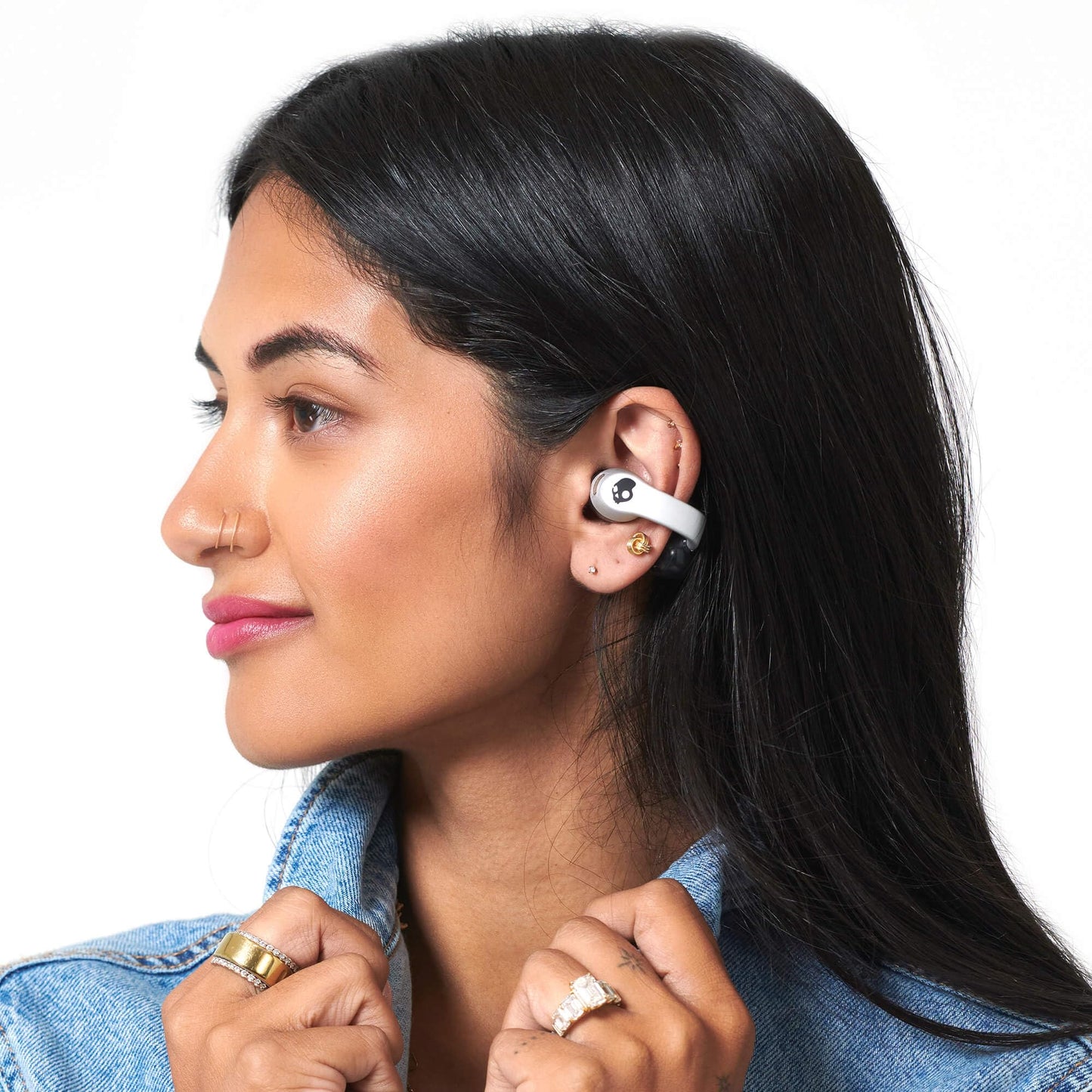 Skullcandy Push 720 Open Wireless Open Ear Bluetooth Earbuds, Headphones, Waterproof, Clip-On Lightweight Design, 30 Hours Battery, Wireless Charging Pouch, Microphone for iPhone Android - Chrome