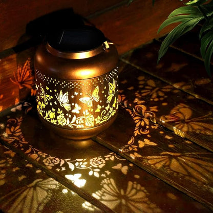 Butterfly Solar Lanterns Outdoor Hanging, Waterproof Metal Solar Lights Outside for Garden Porch Yard Patio Pathway Tabletop Landscape Decor, LED Lantern Gifts for Women Mom Grandma