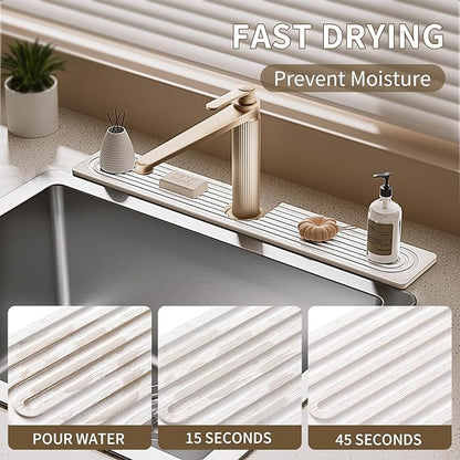 Faucet Mat for Kitchen Sink, Diatomite Stone Drying Sink Protectors, Bathroom