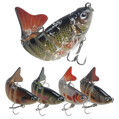 Fishing Lures for Bass Trout Walleye, 5pcs Segmented Multi Jointed Swimbaits Fish-Slow Sinking Bionic Hard Bait Swimming Fishing Lures with Treble Hooks Artificial Lures for Freshwater Saltwater