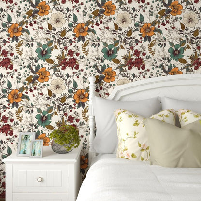 Danodoi Yellow Floral Wallpaper Peel and Stick Vinyl Wallpaper Stick and Peel Colorful Contact Paper for Cabinets Waterproof Self Adhesive Wall Paper for Kitchen Countertop Wall 17.5" x 118"