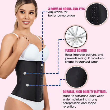 LadySlim by NuvoFit AUTHENTIC COLOMBIAN Premium Waist Trainer Cincher for Women LATEX Body Shaper Fajas Colombianas Reductoras Cinturilla Para Mujer Black M