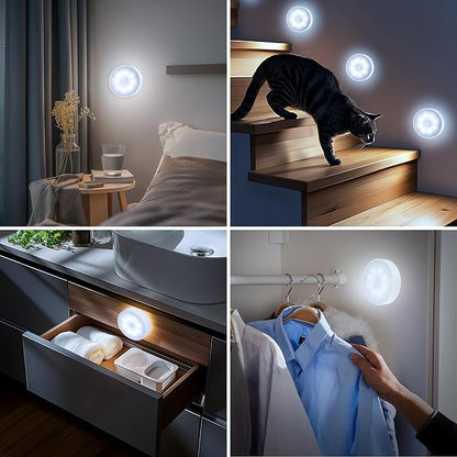 EverBrite 6 Pack Puck Lights with Remote, Wireless Closet and Under Cabinet Lights, Rechargeable Motion Sensor, Dimmable, Timable, Magnetic Attract - for Closet, Drawer, Stair, Bedroom
