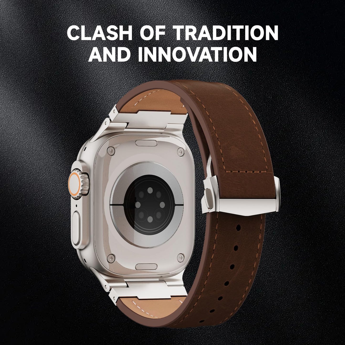 Vintage Genuine Leather Band for Apple Watch Ultra 49mm (2026 Upgrade), Rugged Replacement Strap Compatible with iWatch 46mm 45mm 44mm - for Men Women, Fit Ultra3/2/1, SE 3/2/1, Series11 10/9/8/7/6/5/4