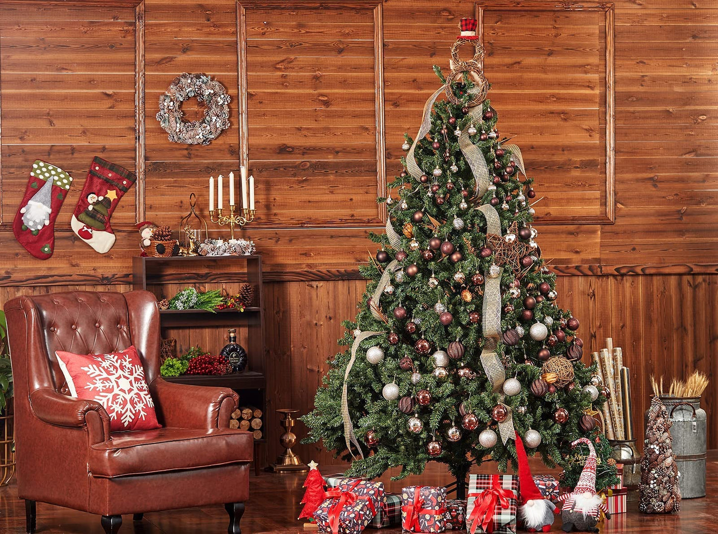 XmasExp 24ct Brown Christmas Ball Ornaments for Tree Decorations, Small Shatterproof Plastic Hanging Balls Set for Christmas Tree, Home Holiday Party Decor (1.57'', Brown)