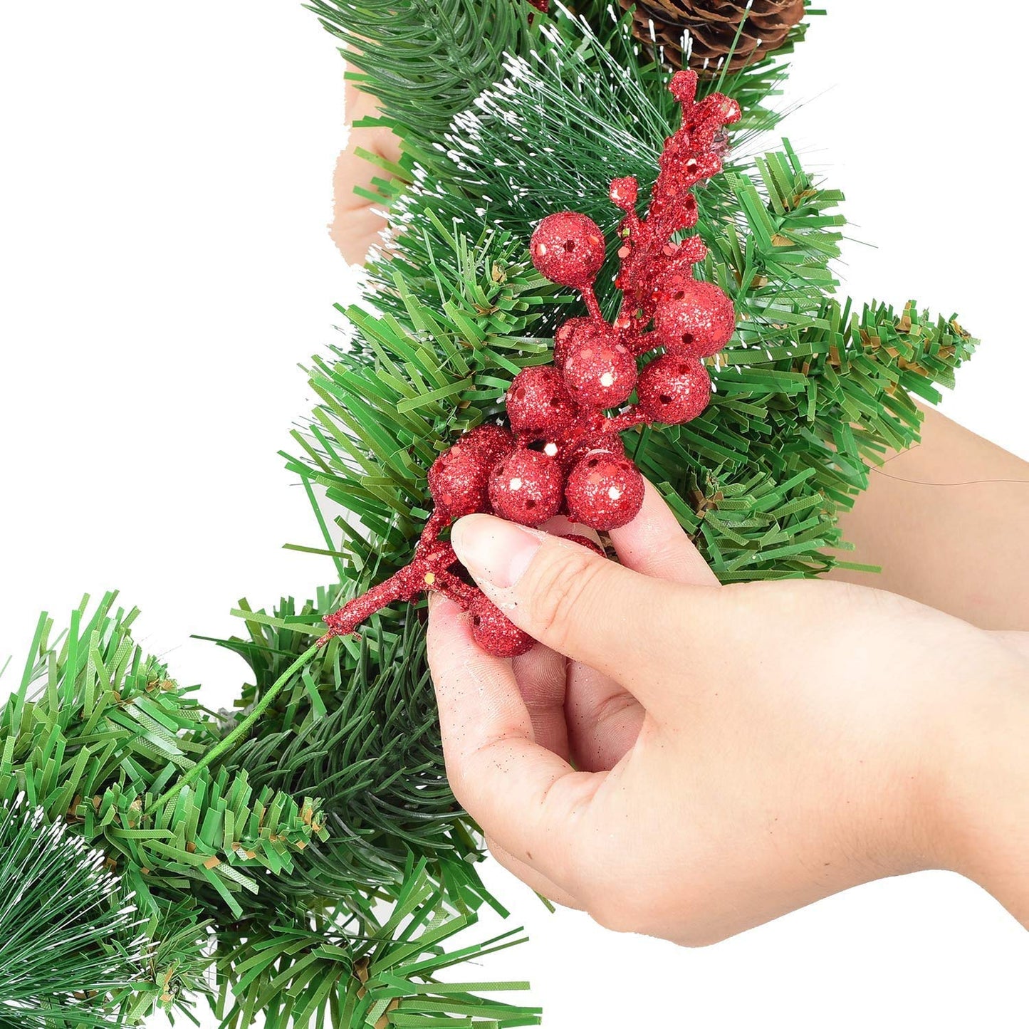 Kubert 15 Pack Christmas Glitter Berries Stems, 8 Inch Artificial Christmas Picks for Christmas Tree Ornaments, DIY Xmas Wreath, Crafts, Holiday and Home Decor (Blue)