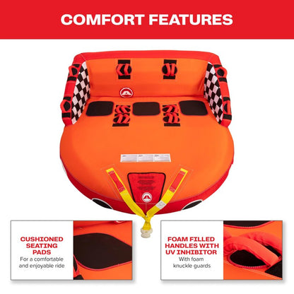 Airhead Super Mable Towable Tube | 1-3 Rider Towable Tube for Boating and Water Sports | Dual Tow Points | Full Nylon Cover | EVA Foam Pads | Patented Speed Valve | Boat Tubes and Towables