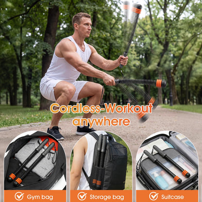 Ropeless Battle Ropes with 3 Adjustable Resistance Rings, Weighted Cordless Battle Rope for Home Gym, Portable Workout Equipment for HIIT, Cardio, Muscle Training & Fat Burning for Men Women (Black)