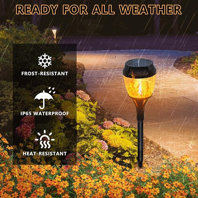 Swingers Solar Lights Outdoor,Solar Torch Lights with Flickering Flame,Waterproof Outdoor Garden Light for Halloween,Garden, Landscape, Path, Yard, Patio (4, Black)