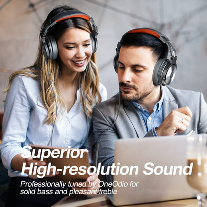 OneOdio Hi-Res Over Ear Headphones for Studio Monitoring and Mixing, Sound Isolation, Protein Leather Earcups, 50mm Driver Unit, Wired Headphones for AMP Guitar Keyboard (Pro-50 Metallic Blue)