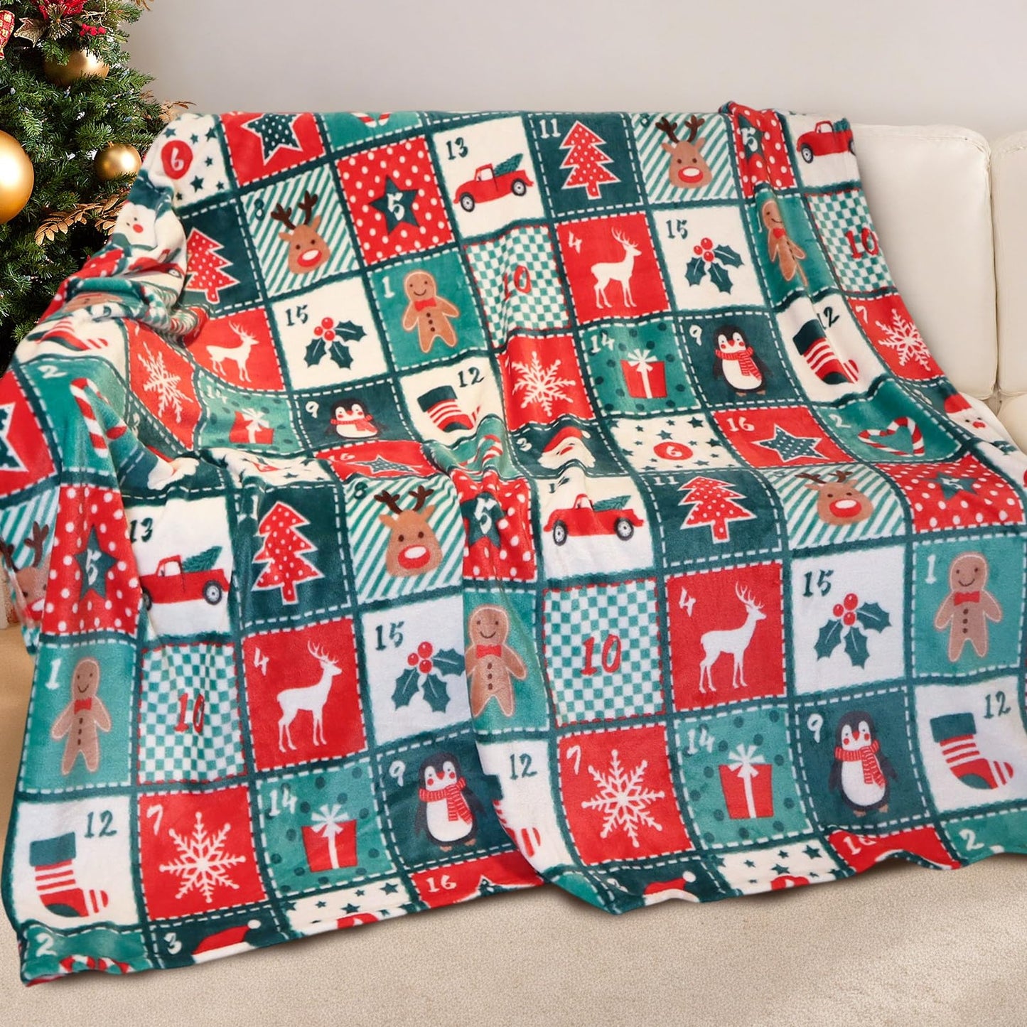 Gogreen Cozy Printed Blanket Twin Christmas Collection - 300 GSM Fleece Blanket Twin Size for Home Decoration, Ultra Soft (Twin - 60" x 80")
