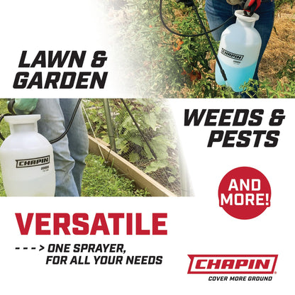 Chapin 20000 Made in USA 1 -Gallon Lawn and Garden Pump Pressured Sprayer, for Spraying Plants, Garden Watering, Weeds and Pests, Polypropylene, Translucent White