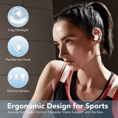Wireless Earbuds, Bluetooth Headphones 80Hrs Deep Bass Playtime with LED Display, Sport Earphones with ENC Noise Cancelling Mic, IPX7 Waterproof Over-Ear Ear Buds with Earhooks for Workout/Running