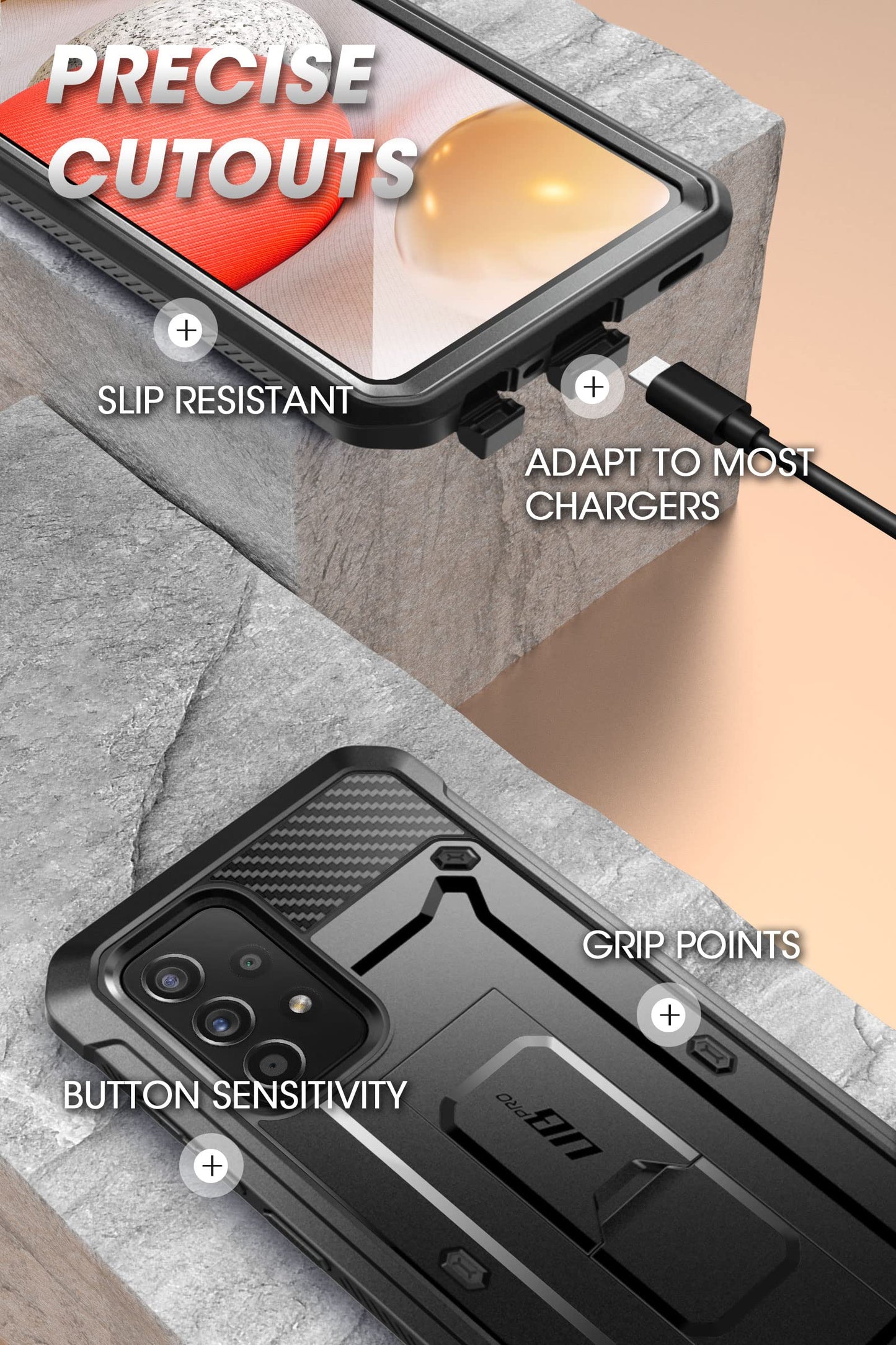 SUPCASE for Samsung Galaxy A53 5G Case with Screen Protector (Unicorn Beetle Pro), [Built-in Stand & Belt-Clip] Heavy Duty Shockproof Rugged Kickstand Protective Phone Case for Samsung A53 5G, Black