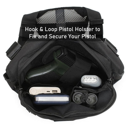Sports Chest Pack for Men Front Chest Bag Fits Most Pistols Chest Pouch Harness for Running, Hiking, Workouts (Black)