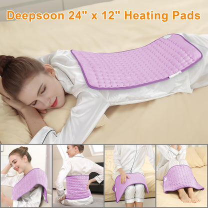 Heating Pad,Electric Heating Pads for Back,Neck,Abdomen,Moist Heating Pad for Shoulder,Knee,Arms,Legs,Dry/Moist Heat & Auto Shut Off,Birthday Gifts for Men and Women(Light Gray, 24''×12'')