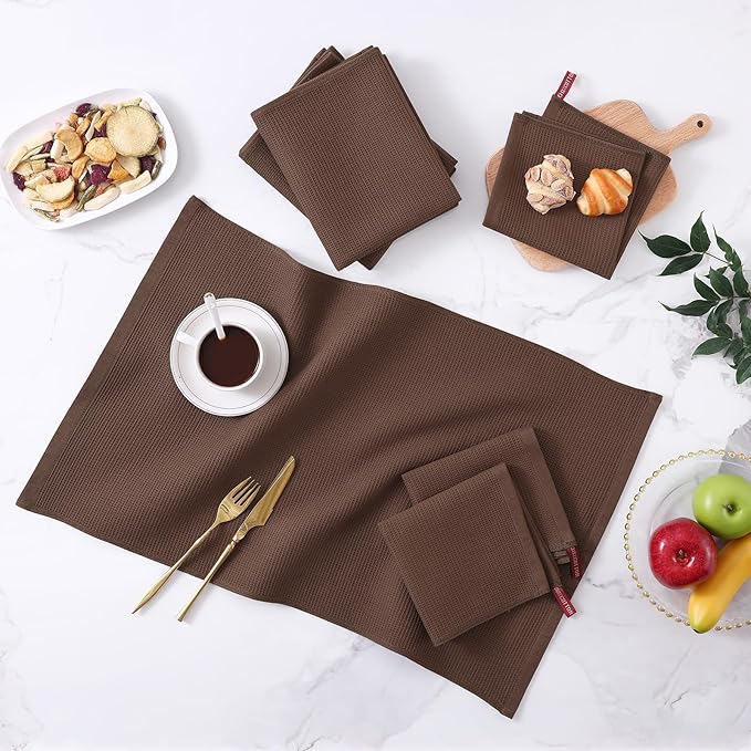 Homaxy 100% Cotton Kitchen Towels and Dishcloths Set