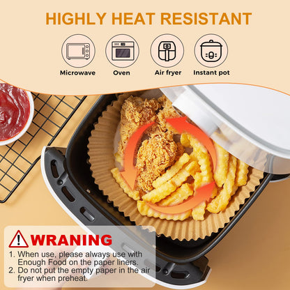 400 Pcs Air Fryer Paper Liners, 8" Square Air Fryer Liners Disposable, Heavy-Duty Parchment Paper for 5-8 qt Airfryer Basket, Non-Stick & Grease-Proof Baking Liner for Oven Pan