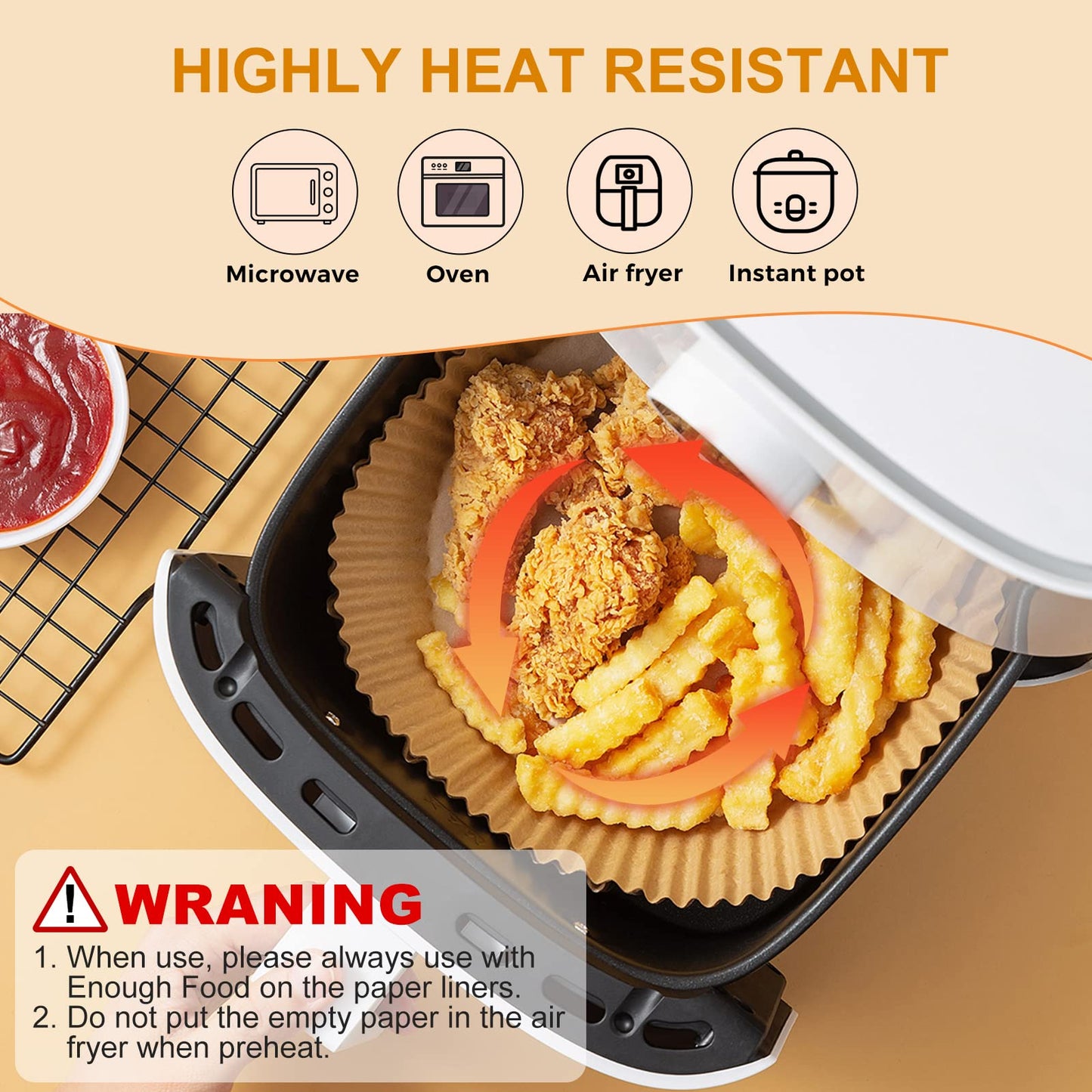 Air Fryer Paper Liners, 200pcs Air Fryer Liners Disposable, 8" Square Baking Liner for 5-8 qt Airfryer Basket, Non-stick and Oil Proof Parchment Paper for Oven, Pans & Baking