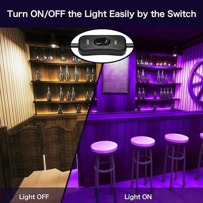 3 Pack 100W LED Black Light, Blacklight Flood Light with Plug and Switch, IP66 Waterproof Neon Glow for Party, Halloween, Fluorescent Poster, Body Paint, Aquarium