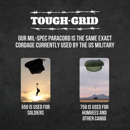 Tough-Grid 550 Paracord Rope - Durable Nylon Parachute Cord for Survival Kits | Tactical Gear & Camping Essentials