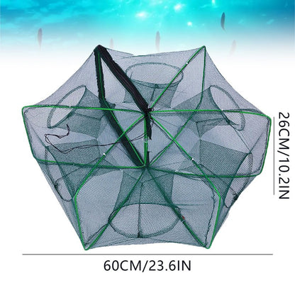 The Magic Foldable Fishing Trap, Folding Fishing Net，2024 Upgrade Auto-Foldable Strengthened Fishing Trap Net, Minnow Traps for Bait Fish，Fish Traps，Crawfish Trap，Minnow Trap(6Holes)