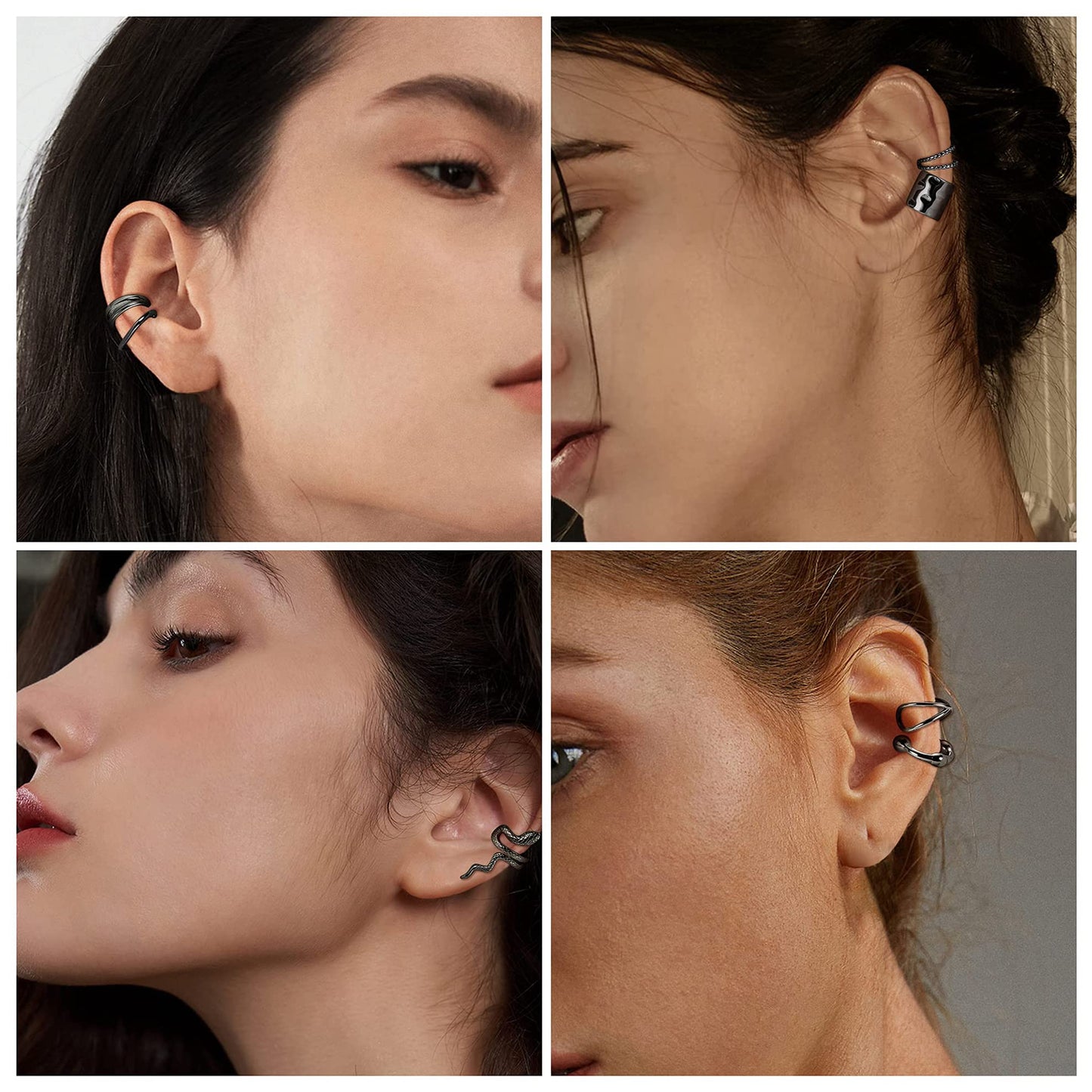 YADOCA 16Pcs Ear Cuff Set Damen Ohrmanschette Ohrringe Earcuffs Set Helix Knorpel Clip auf Wickelohrring Fakepircings Ohr Cuffs Ohrklemme Gold/Silber/Schwarz/Roségold