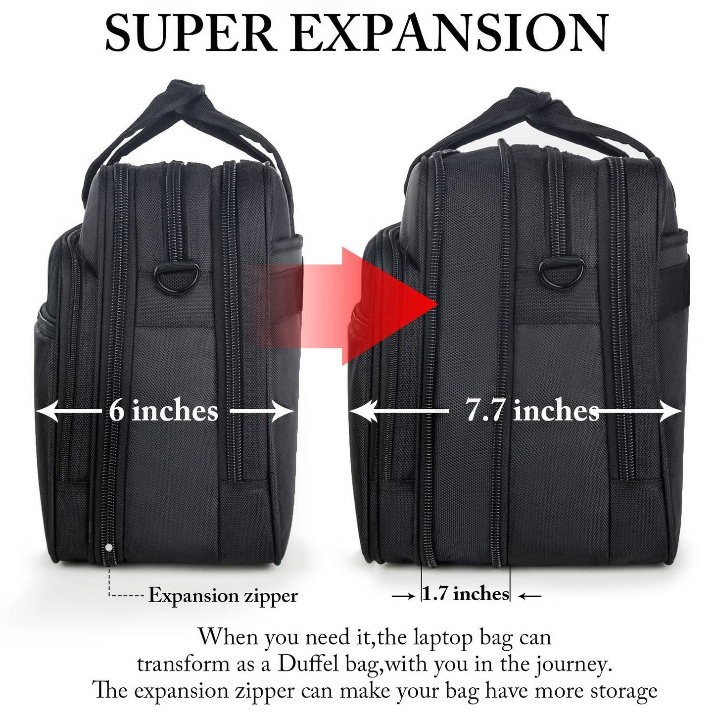 Ytonet Laptop Briefcases for Men, 17 Inch Expandable Briefcase Computer Bags for Laptop for Men, Water Resistant Multi Compartments Men's Work Bag with Luggage Strap for Bussiness Travel, Black