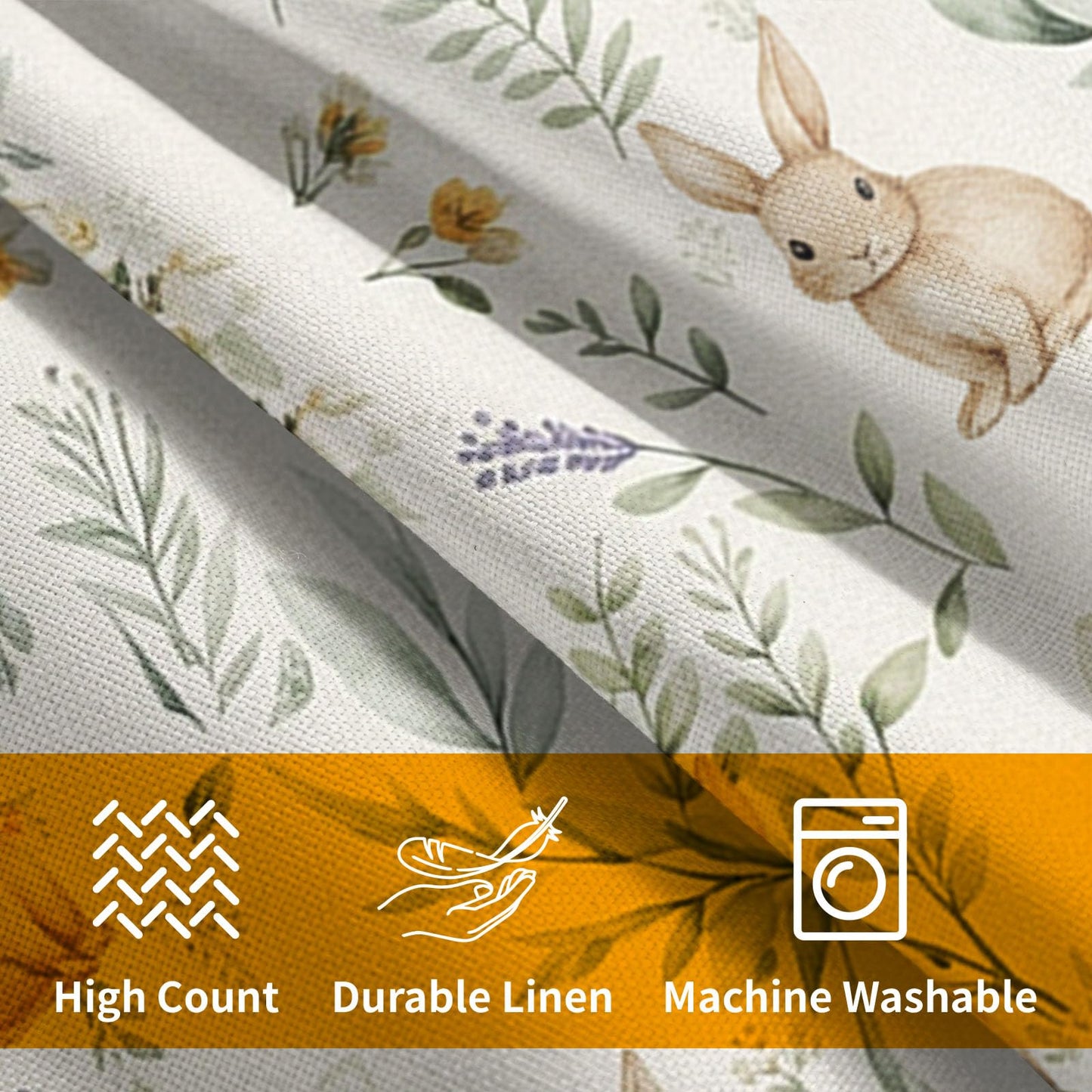 Kawani Easter Spring Pillow Covers 18X18 Inch Bunny Floral Botanical Green Leaf Rabbit Decorative Pillow Cases Set of 2 Holiday Farmhouse Throw Pillows for Sofa Couch Outdoor