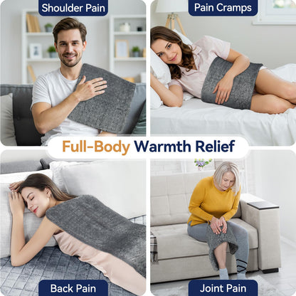 Extra Large Heating Pad for Back Pain Relief, 33"x17" Electric Heat Pad for Neck, Shoulders, Cramps, Menstrual Pain, 9 Heat Settings & 4 Auto-Off Timers, Soft Machine Wash Fabric, Gifts for Lover Gray