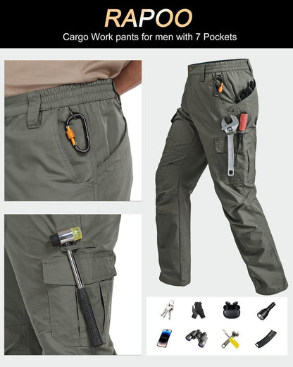 Rapoo Tactical Pants for Men Cargo Hiking Working Hunting Pants for Men Mens Outdoor Pants Green 34Wx30L