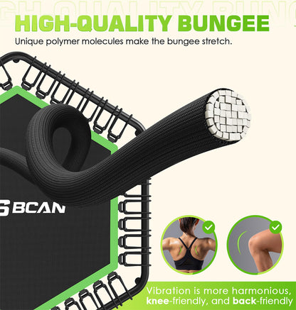 BCAN 48" Mini Trampoline, 550 LBS Fitness Trampoline with T-Adjustable Handle Bar, Bungees, Stable & Quiet Exercise Rebounder for Adults Indoor/Garden Workout-Green