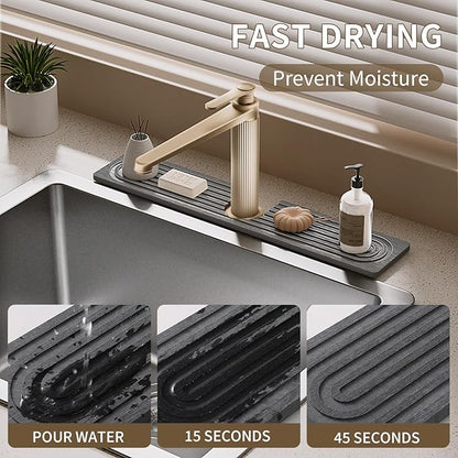 Faucet Mat for Kitchen Sink, Diatomite Stone Drying Sink Protectors, Bathroom