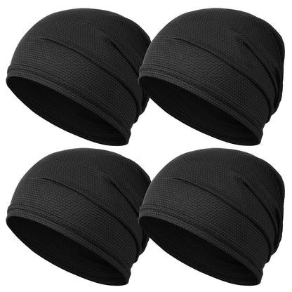 JenPen Cooling Skull Cap for Men Women, Breathable 3D Mesh Quick Dry Helmet Liner, Summer Sweat Wicking Running Cycling Cap(Black,4 Pcs)