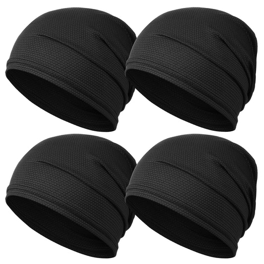 JenPen Cooling Skull Cap for Men Women, Breathable 3D Mesh Quick Dry Helmet Liner, Summer Sweat Wicking Running Cycling Cap(Black,4 Pcs)