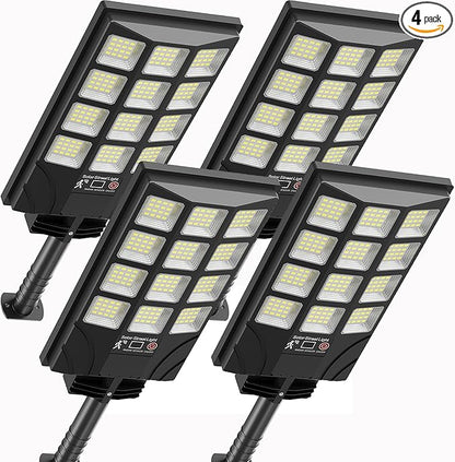 Solar Street Lights Outdoor Motion Sensor, 6500K Dusk to Dawn LED Solar Flood Light, Waterproof Security Light for Outside Garden Yard Parking Lot, 4PCS